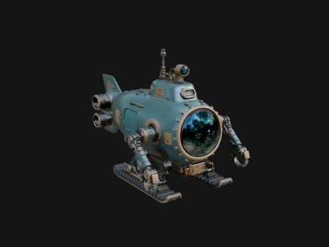 Steampunk Submersible Model Design 18 - 3D Print Model 3D Print Model