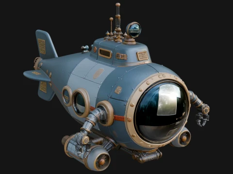 Steampunk Submersible Model Design 19 - 3D Print Model 3D Принт Модель
