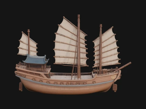 Chinese Junk Ship Model Design 14 - 3D Print Model 3Dプリントモデル
