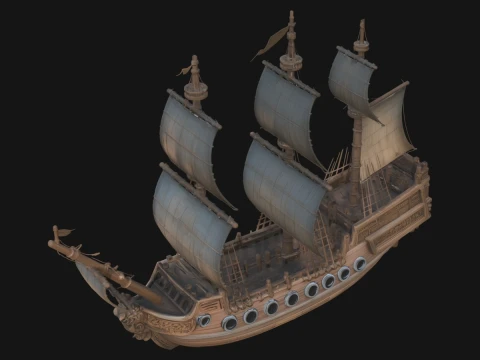 Tall Sailing Ship Model Design 14 - 3D Print Model Model do druku 3D