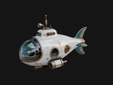Steampunk Submersible Model Design 20 - 3D Print Model Model do druku 3D