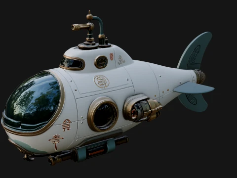 Steampunk Submersible Model Design 21 - 3D Print Model 3D Принт Модель