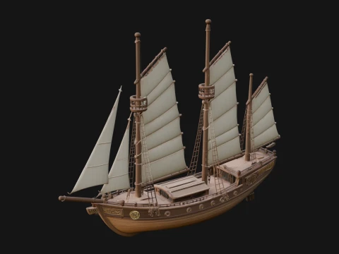 Chinese Junk Ship Model Design 15 - 3D Print Model 3D Принт Модель