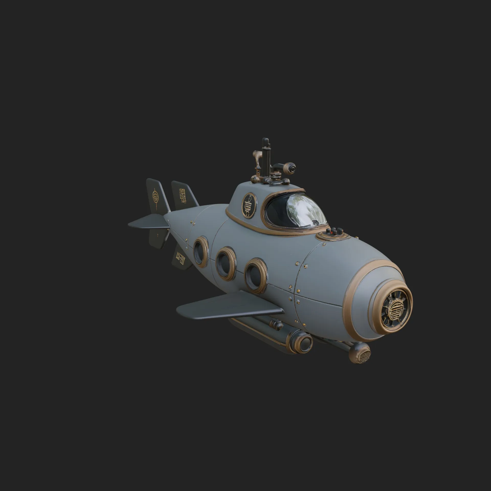 Steampunk Submersible Model Design 22 - 3D Print Model 3D Print Model .c4d .max .obj .3ds .fbx .stl .blend