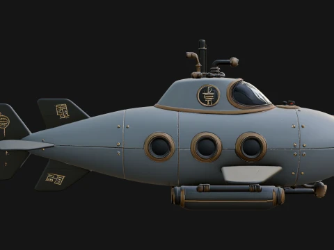 Steampunk Submersible Model Design 22 - 3D Print Model 3D Print Model