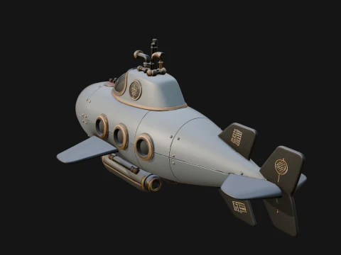 Steampunk Submersible Model Design 22 - 3D Print Model 3D Print Model