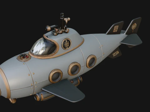 Steampunk Submersible Model Design 22 - 3D Print Model 3D Print Model