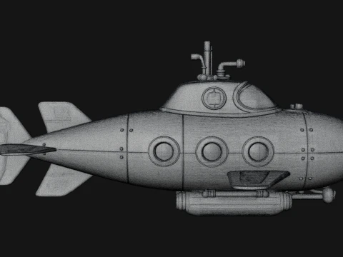 Steampunk Submersible Model Design 22 - 3D Print Model 3D Print Model