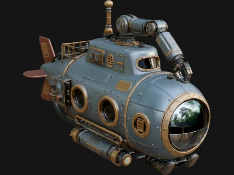 Steampunk Submersible Model Design 23 - 3D Print Model 3D Принт Модель