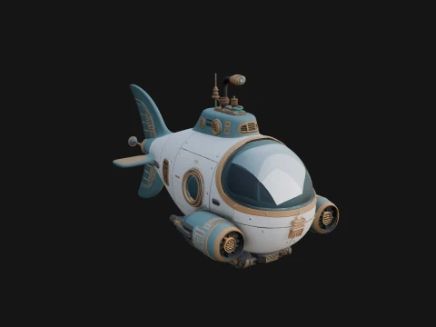 Steampunk Submersible Model Design 24 - 3D Print Model 3D Print Model