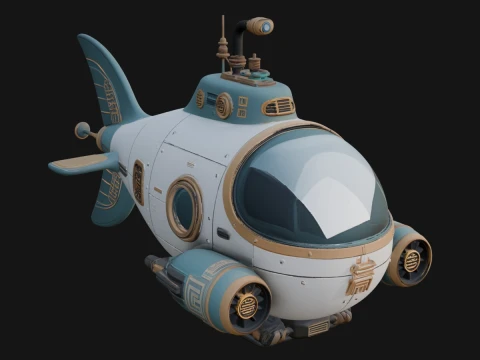 Steampunk Submersible Model Design 24 - 3D Print Model 3D Print Model
