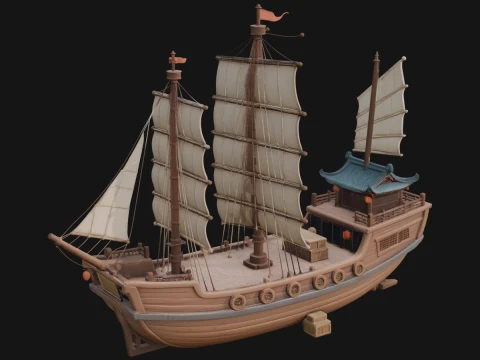 Chinese Junk Ship Model Design 16 - 3D Print Model 3D Принт Модель
