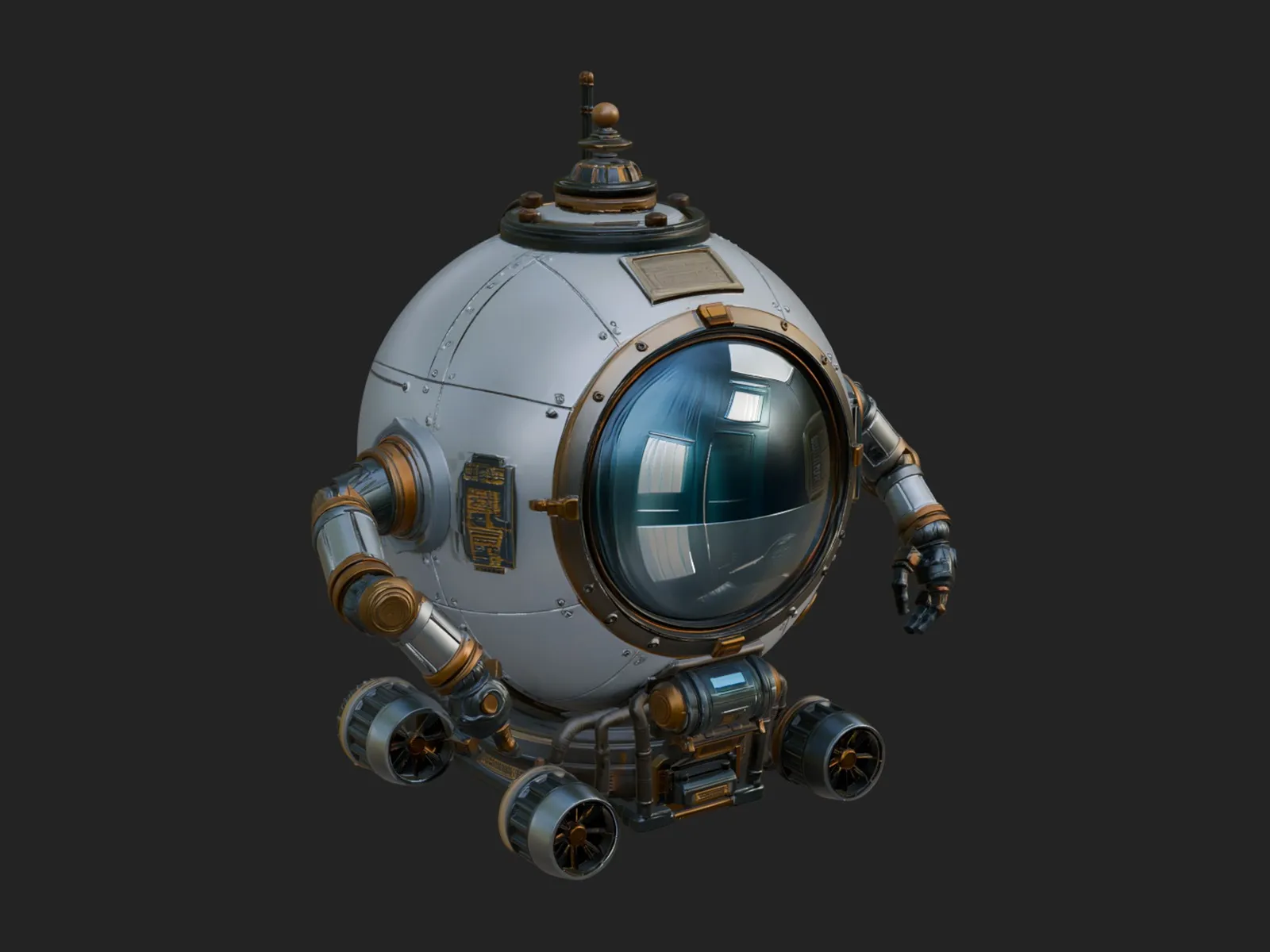 Steampunk Submersible Model Design 25 - 3D Print Model 3D Print Model .c4d .max .obj .3ds .fbx .stl .blend 