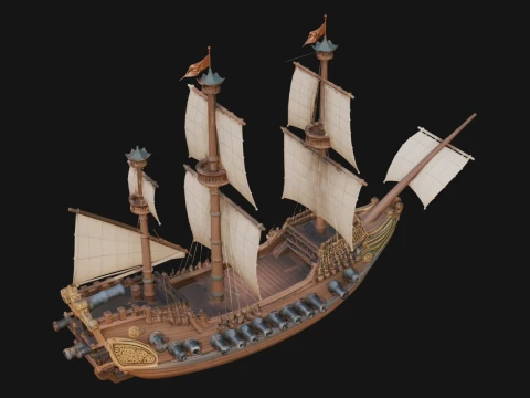 Tall Sailing Ship Model Design 17 - 3D Print Model Model do druku 3D