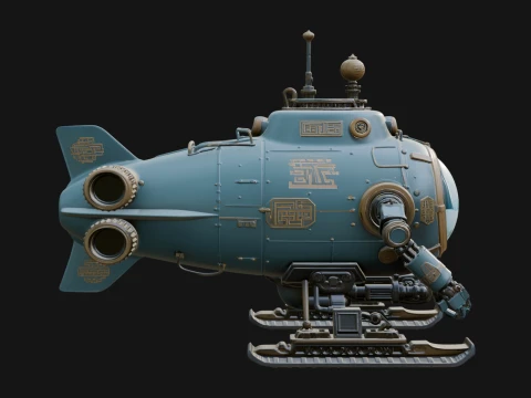Steampunk Submersible Model Design 26 - 3D Print Model 3D Принт Модель