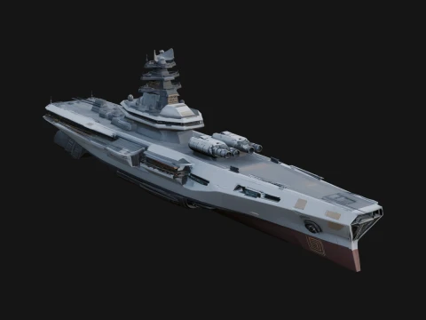 Sci Fi Warship Model Design 7 - 3D Print Model Modello di stampa 3D