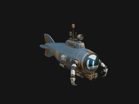 Steampunk Submersible Model Design 27 - 3D Print Model Modelo de Impressão 3D