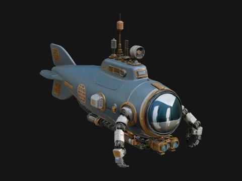 Steampunk Submersible Model Design 27 - 3D Print Model 3D Принт Модель