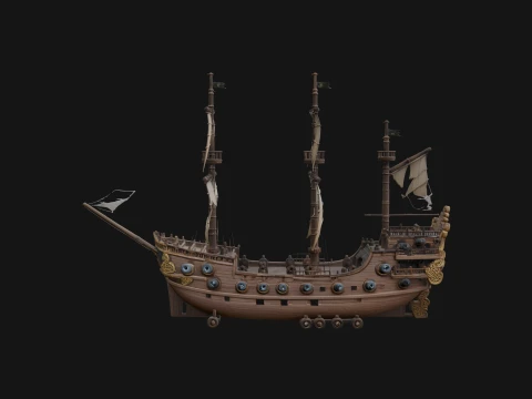 Pirate Sailing Ship Model Design 1 - 3D Print Model 3D Print Model
