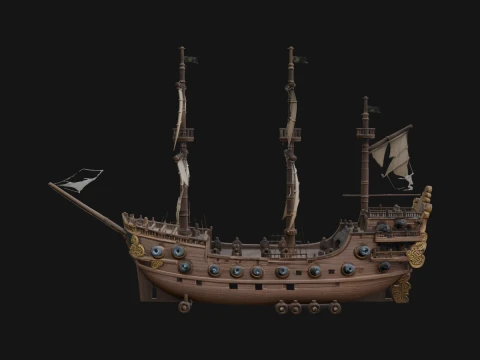 Pirate Sailing Ship Model Design 1 - 3D Print Model Model do druku 3D