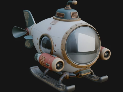 Steampunk Submersible Model Design 28 - 3D Print Model 3D Принт Модель