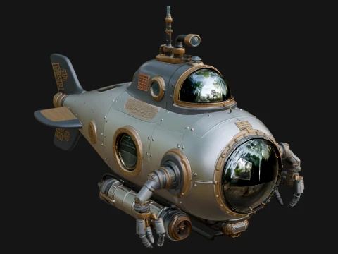 Steampunk Submersible Model Design 29 - 3D Print Model 3D Принт Модель