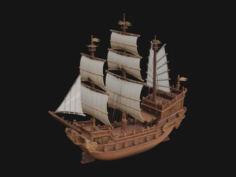 Tall Sailing Ship Model Design 21 - 3D Print Model 3Dプリントモデル