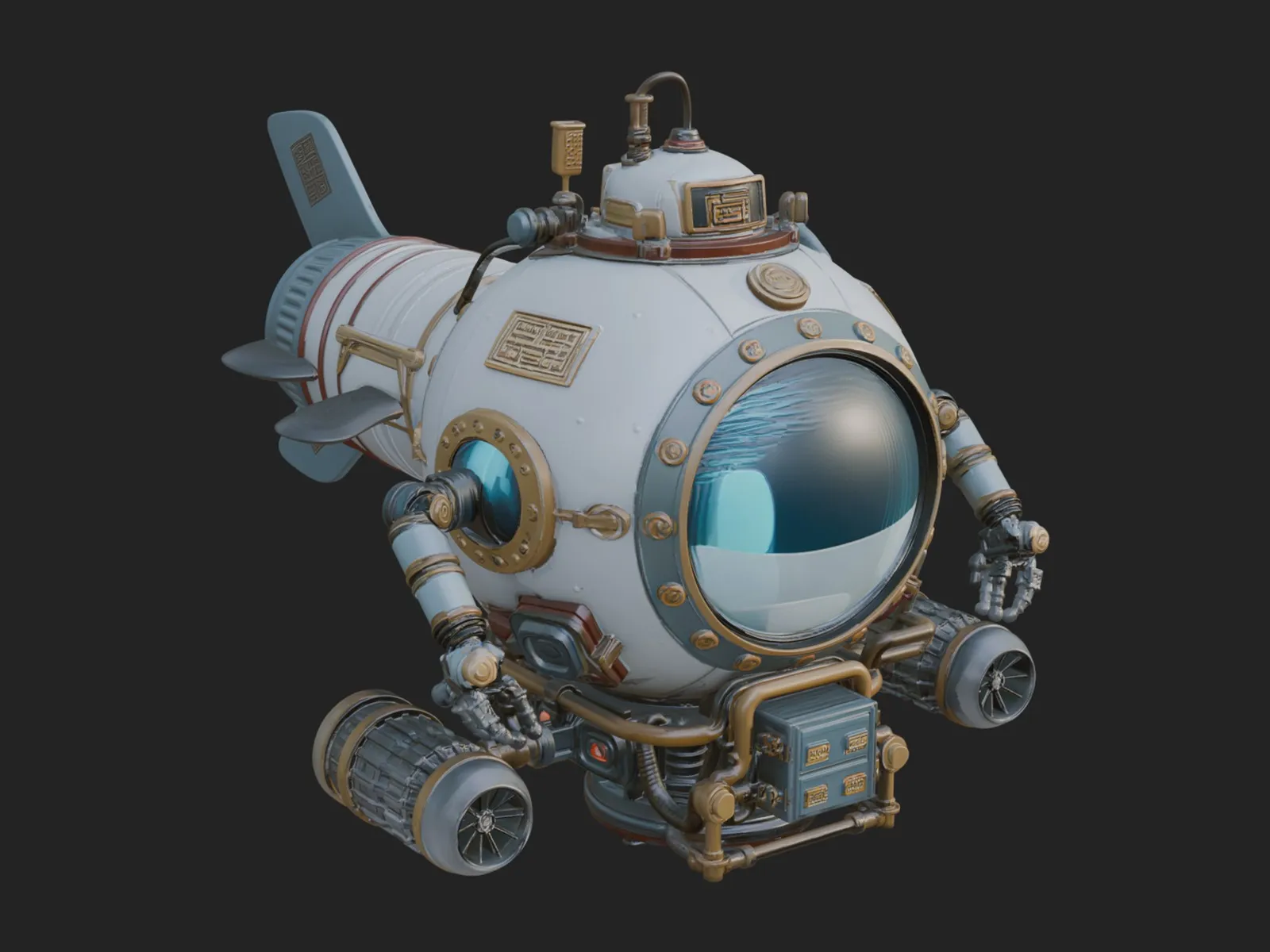 Steampunk Submersible Model Design 31 - 3D Print Model 3D Print Model .c4d .max .obj .3ds .fbx .stl .blend