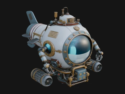 Steampunk Submersible Model Design 31 - 3D Print Model 3D Принт Модель