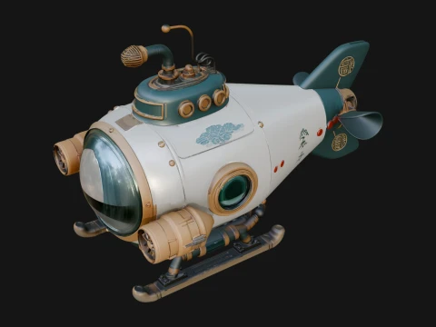 Steampunk Submersible Model Design 32 - 3D Print Model 3D Принт Модель