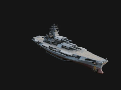 Sci Fi Warship Model Design 8 - 3D Print Model Modello di stampa 3D
