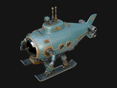 Steampunk Submersible Model Design 35 - 3D Print Model 3D Принт Модель