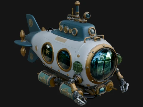 Steampunk Submersible Model Design 36 - 3D Print Model 3D Принт Модель