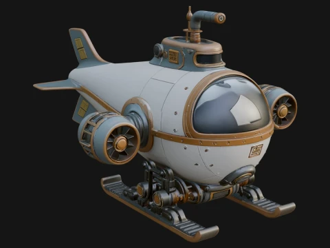 Steampunk Submersible Model Design 37 - 3D Print Model 3D Print Model