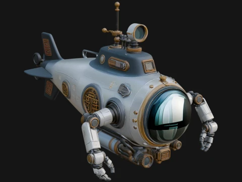 Steampunk Submersible Model Design 38 - 3D Print Model 3D Baskı Modeli