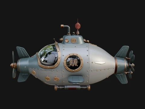 Steampunk Submersible Model Design 39 - 3D Print Model 3D Принт Модель