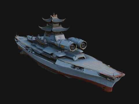 Sci Fi Warship Model Design 9 - 3D Print Model Modello di stampa 3D