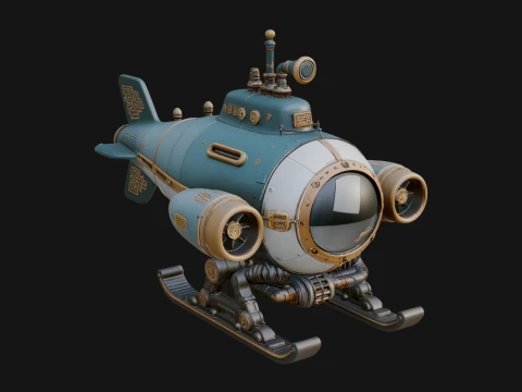 Steampunk Submersible Model Design 40 - 3D Print Model 3D Принт Модель