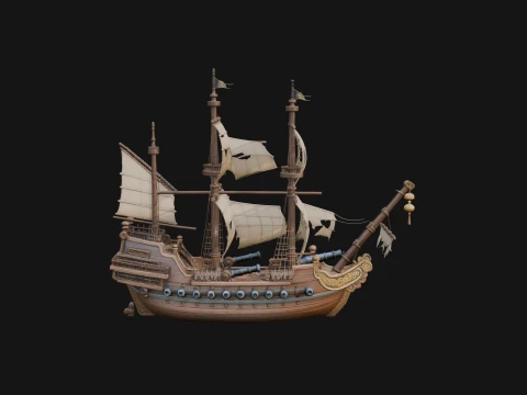Pirate Sailing Ship Model Design 3 - 3D Print Model Modelo de Impressão 3D