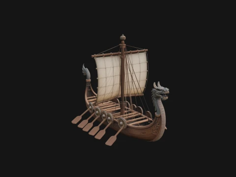 Viking Longship Model Design 1 - 3D Print Model Modello di stampa 3D