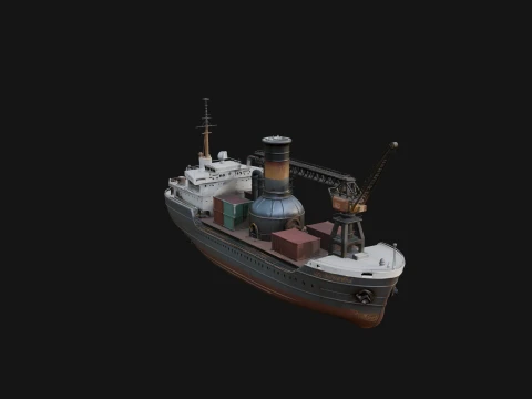 Vintage Cargo Steamer Model Design 1 - 3D Print Model Modello di stampa 3D