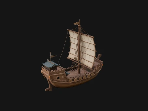 Chinese Junk Ship Model Design 23 - 3D Print Model Modello di stampa 3D