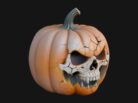 Carved Pumpkin Lantern Statue Design 5 - 3D Print Model 3D Print Model