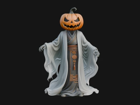 Pumpkin Headed Ghost Statue Design 1 - 3D Print Model 3D Print Model