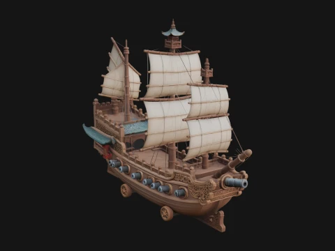 Chinese Junk Ship Model Design 24 - 3D Print Model 3D Принт Модель