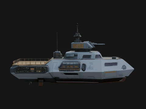Sci Fi Patrol Boat Model Design 5 - 3D Print Model Modello di stampa 3D