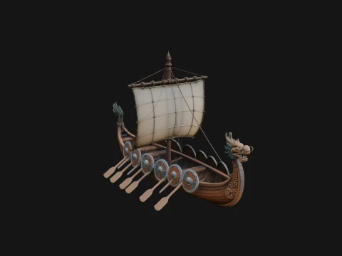 Viking Longship Model Design 2 - 3D Print Model Modello di stampa 3D