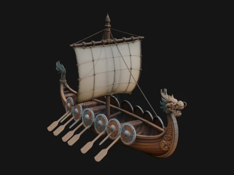 Viking Longship Model Design 2 - 3D Print Model 3D Druckmodell