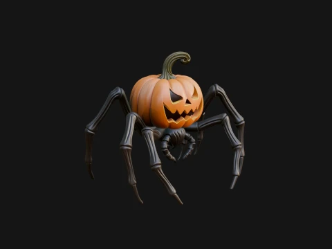 Pumpkin Spider Statue Design 1 - 3D Print Model Modello di stampa 3D