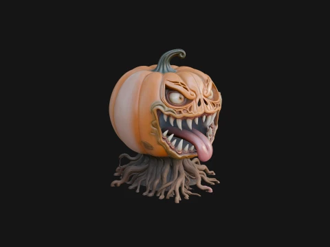 Monster Pumpkin Statue Design 1 - 3D Print Model Modello di stampa 3D